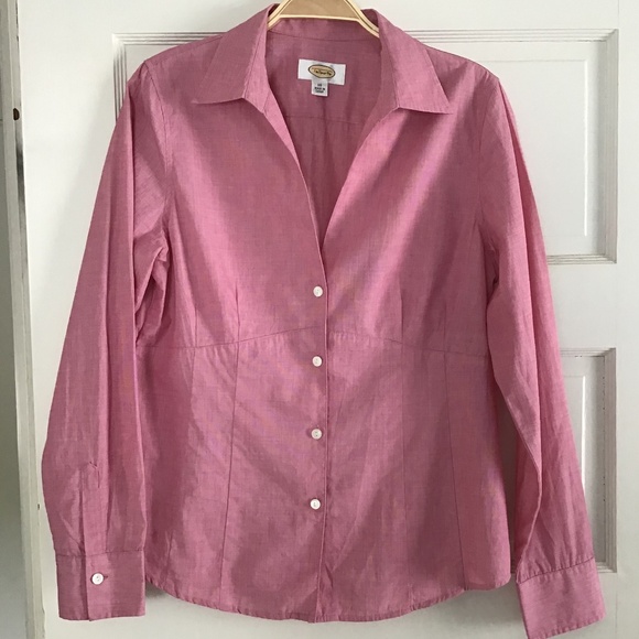 Talbots Tops - Like New Talbots Women’s Blouse Top Size 10 Cotton Raspberry Pink Shirt
